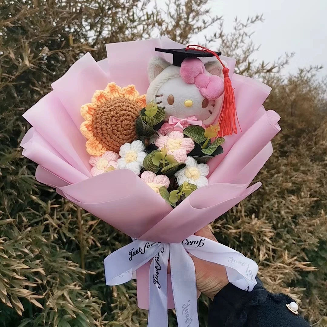 Lusy Store LLC Graduation Bouquet Hello Kitty Kuromi Plush Doll Toy Woman Valentine's Day Gift Bouquet