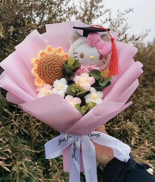 Lusy Store LLC Graduation Bouquet Hello Kitty Kuromi Plush Doll Toy Woman Valentine's Day Gift Bouquet