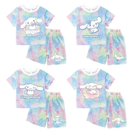 Sanrio Child Short Sleeve T-Shirt Set Cartoon Cinnamoroll Print Clothing Boy Girl Summer Casual Two Piece Suit Kid Birthday Gift