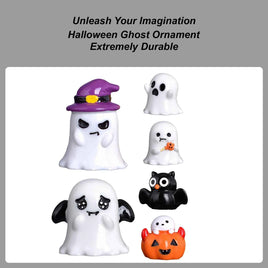 Halloween Miniature Ornament Pumpkin Resin Figurines Ornaments Ghost DIY Fairy Halloween Garden Adornments Ghost Doll Miniature