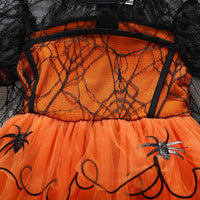 2-7Y Halloween Witch Cosplay Party Dress Cute Spider Mesh Cape Clothes Halloween Costumes for Baby Carnival Party Gifts