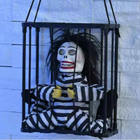 2025 April Fool's Day Prisoner Skull Ornament Induction Light Sound Electric Decoration Haunted House Holiday Party Prank Props