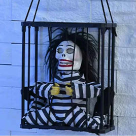 2025 April Fool's Day Prisoner Skull Ornament Induction Light Sound Electric Decoration Haunted House Holiday Party Prank Props