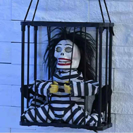 2025 April Fool's Day Prisoner Skull Ornament Induction Light Sound Electric Decoration Haunted House Holiday Party Prank Props