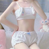 New Sanrio Kuromi Japanese thickened plush girl cute pajamas tube top set Melody Cinnamoroll kawaii sweet home wear wholesale Cinnamoroll