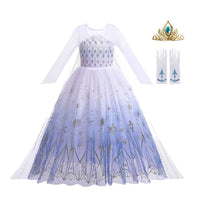 Frozen 2 Cosplay Costumes for Girls Anna & Elsa Princess Snow Queen Long Dresses Halloween Party Carnival Clothes Vestido Dress Set 1