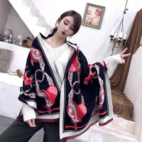 Throw Blanket Luxury Winter Cashmere Scarf Women Design Warm Blanket Horse Scarves Female Shawl Wraps Poncho Feminino Inverno Lusy Store