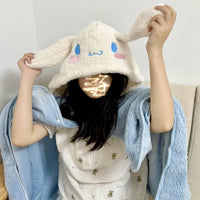 Cartoon Cute Cinnamoroll Kuromi My Melody Blanket Hooded Poncho Blanket Office Student Nap Blanket Air Conditioning Blanket Gift