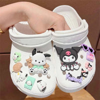 Sanrio Hello Kitty Kuromi Cinnamoroll Sneakers Buckle Set Melody LED Decorations Accessories for Slides Sandals Clogs Gifts