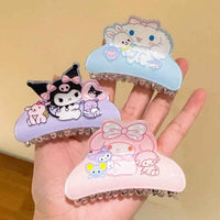 Anime Sanrio Kuromi Acrylic Clip Hello Kitty Cinnamoroll Hairpin Melody Pochacco Pompompurin Clip Girl Hairpin Shark Hair Clips