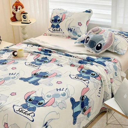 Stitch Cartoon Blanket Kawaii Lightweight Style Home Textile Flannel Soft Throw Blanket Bedding Sofa Cover for Kids Gift Style 1