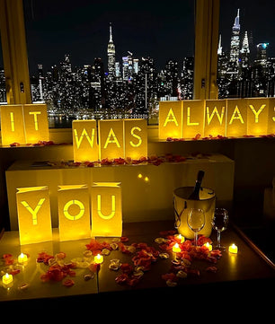 Lusy Store LLC Will You Marry Me Luminous Paper Bag Wedding Proposal Decoration with Illuminated Letter Logo and LED light For Proposal Party Event & Party