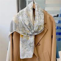 160x33CM Luxury Winter Silk Cashmere Scarf Women Animals Print Manual Hand Rolled Shawl Warm Long Scarves Wraps Pashmina Bandana Lusy Store