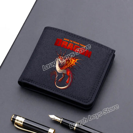 Toothless Canvas Wallet Men Short Folding Purse How To Train Your Dragons Cartoon Card Holder Coin Case Fashion Pocketbook Gift Lusy Store
