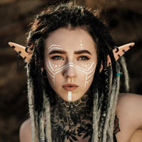 2-14pcs Stainless Steel Punk Dangle Hoop Piercing Earrings with 2Pairs Fairy Elf Ears for Women Men Halloween Cosplay Photo Prop