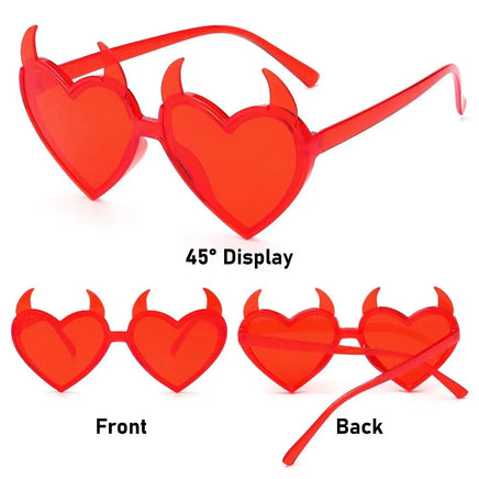 Devil Ears Heart Shape Sunglasses for Women Men Trendy UV Protection Sun Glasses Novel Party Halloween Cosplay Glasses