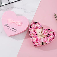 Bear Flower Bouquet Gift Box Anniversary Wedding Gifts Pink