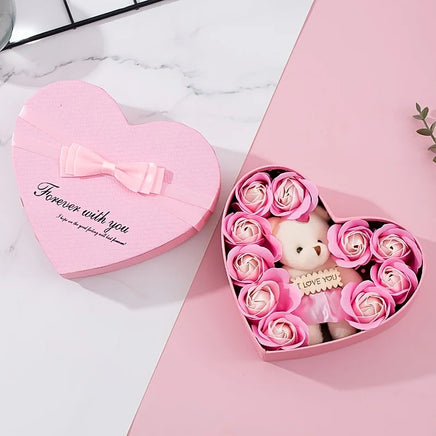 Bear Flower Bouquet Gift Box Anniversary Wedding Gifts Pink