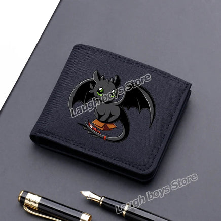 Toothless Canvas Wallet Men Short Folding Purse How To Train Your Dragons Cartoon Card Holder Coin Case Fashion Pocketbook Gift Lusy Store