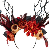 Gothic Flower Branch Headband Feather COSPLAY Halloween Role Play Headdress Proms Party Live Show Headwear