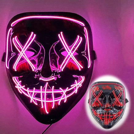 Featured Halloween Masks LED Light Up Full Face Masks Red, Green, Blue Holiday Cosplay Halloween Costumes Masquerade Party, Carn pink