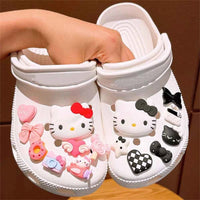 Sanrio Hello Kitty Kuromi Cinnamoroll Sneakers Buckle Set Melody LED Decorations Accessories for Slides Sandals Clogs Gifts