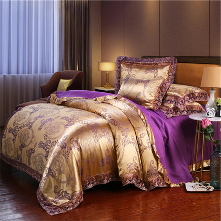 Nordic Satin Jacquard Duvet Cover Set Luxury Flower Bedding Set Adlut Quilt Cover Pillowcases Sheet Twin Queen King Home Texiles Lusy Store