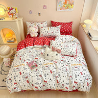 Hello Kitty Bedding Duvet Cover Student Bedding Set Soft Microfiber Bedspread Lightweight Coverlet E-3pcs