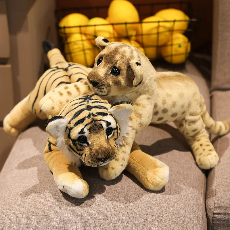 Lusy Store LLC Simulation Lion Tiger Leopard Plush Toys Cute Stuffed Soft Decor Gift Plush