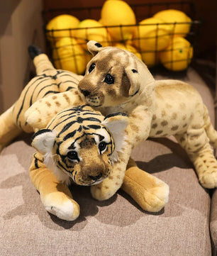 Lusy Store LLC Simulation Lion Tiger Leopard Plush Toys Cute Stuffed Soft Decor Gift Plush