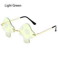 Mushroom Shape Sunglasses Irregular Rimless Sun Glasses Retro Trendy Fun Sunglasses for Women Men Halloween Decorations Party Fa Light Green WHITE