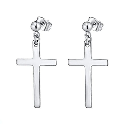 2-14pcs Stainless Steel Punk Dangle Hoop Piercing Earrings with 2Pairs Fairy Elf Ears for Women Men Halloween Cosplay Photo Prop 2pcs Silver E