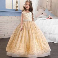 2024 New Girls' Dress Luxury V-neck Sequin Tulle Party Dress Christmas Ball Evening Dress Fluffy 6.8. 10.12 Halloween Costumes