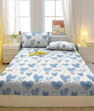 Lusy Store 1 Cartoon Fun Animal Printed Matte Fitted Sheet, Bedroom Printed Bed Cover, Bedding (Excluding Pillowcases) 