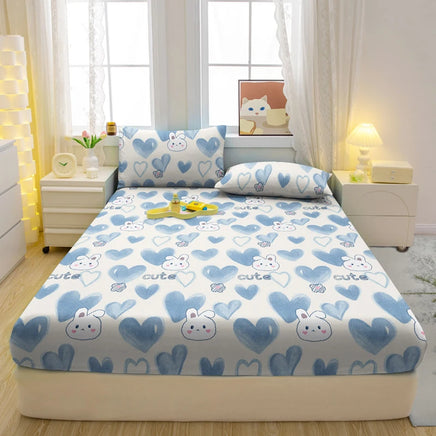 Lusy Store 1 Cartoon Fun Animal Printed Matte Fitted Sheet, Bedroom Printed Bed Cover, Bedding (Excluding Pillowcases) 