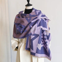 2024 Luxury Star Two-Sided Scarf For Women Warmer Winter Cashmere Pashmina Scarves Shawls Female Thick Blanket Wraps Foulard Lusy Store