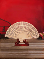 1pc-Elegant wooden folding hand fan favored by fans, favored by wedding parties and performances Brown