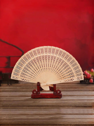 1pc-Elegant wooden folding hand fan favored by fans, favored by wedding parties and performances Brown