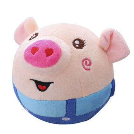 Interactive Moving Dog Ball, Cartoon Pig Plush USB Rechargeable Toy, Washable & Talking Pet Toy for Dogs & Cats Blue Pig - No Remote