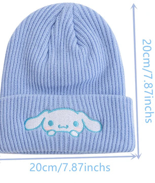 Lusy Store LLC Hello Kitty Beanie Hat Women Cute Cartoon Cinnamoroll Melody Kuromi Winter Knitted Cap Hat