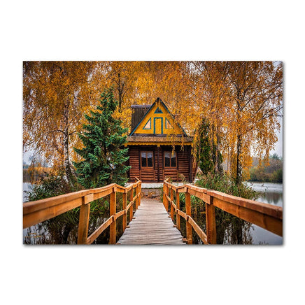 Autumn Decoration Canvas Poster Yellow Leaves Fall View Wall Art Print Pumpkin Painting Halloween Picture Living Room Home Decor 3
