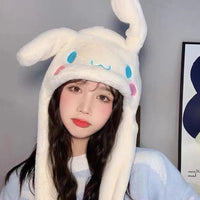Kawaii Sanrio Ear Moving Hat: Cinnamoroll, My Melody & Kuromi Soft Plush Jumping Up Cap