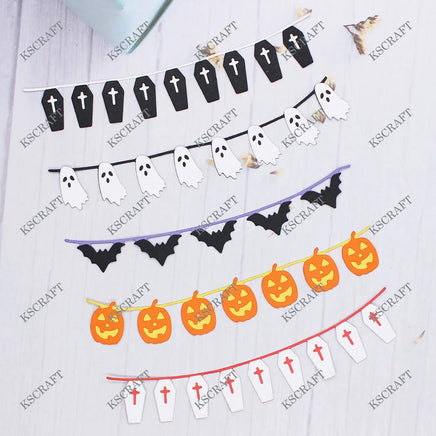 KSCRAFT Halloween Garlands Cutting Dies Stencils for DIY Scrapbooking Decorative Embossing DIY Paper Cards Halloween Garlands