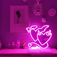 Lusy Store LLC Angel Demon Neon Signs LED Neon Light Sign Light Up for Wall Decor Bar Living Room Valentine's Day Girl Gift Neon Sign