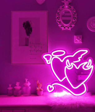 Lusy Store LLC Angel Demon Neon Signs LED Neon Light Sign Light Up for Wall Decor Bar Living Room Valentine's Day Girl Gift Neon Sign