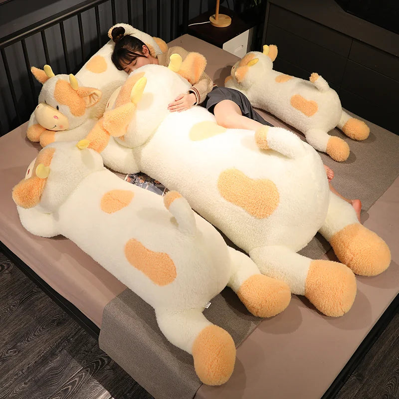 Lusy Store LLC Lovely Milk Cow Plush Toys Cartoon Stuffed Animal Cattle Dolls Sleeping Pillow Gifts Plush