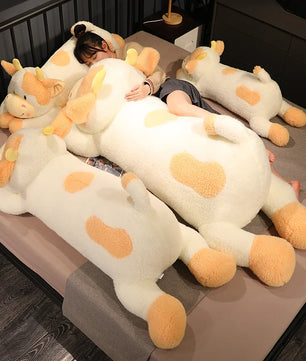 Lusy Store LLC Lovely Milk Cow Plush Toys Cartoon Stuffed Animal Cattle Dolls Sleeping Pillow Gifts Plush