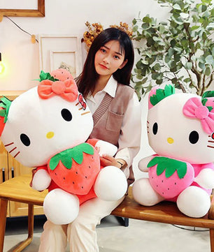 Lusy Store LLC Hello Kitty Plush Stuffed Toy Strawberry Pillow Doll Gift Home Decoration Plush