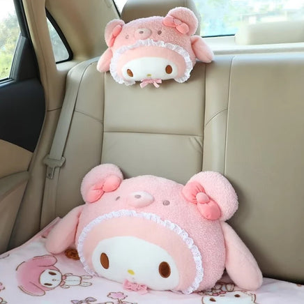 Lusy Store Cute Kuormi My Melody Headrest Anime Cushion Car Seat Game Chair Stuffed Japanese Style Pillow Sofa Bed Plushies Birthday Gifts 
