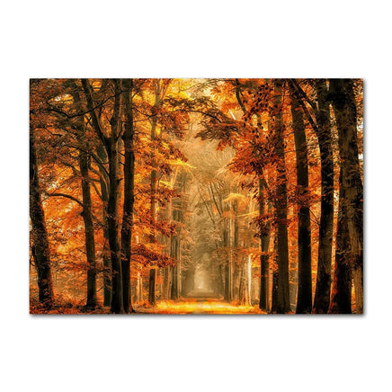 Autumn Decoration Canvas Poster Yellow Leaves Fall View Wall Art Print Pumpkin Painting Halloween Picture Living Room Home Decor 4